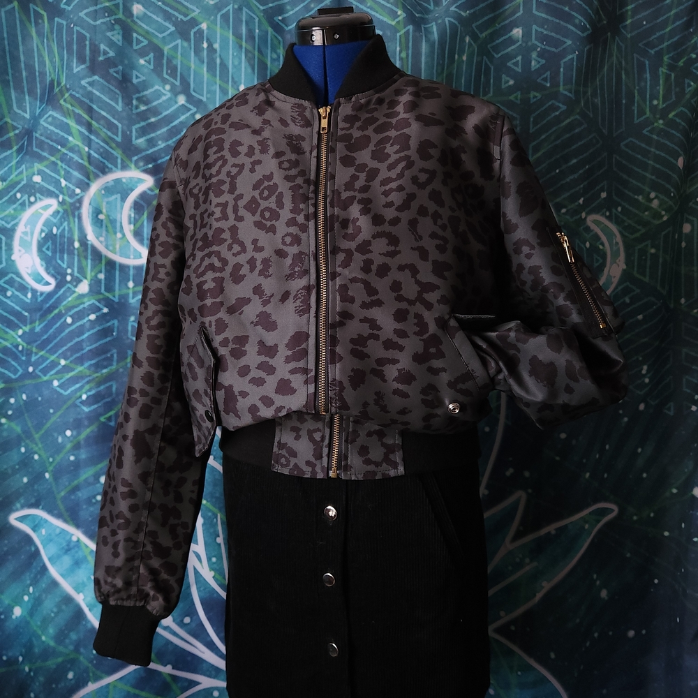 CHRLDR Leopard Print Cropped Bomber Jacket | Size M